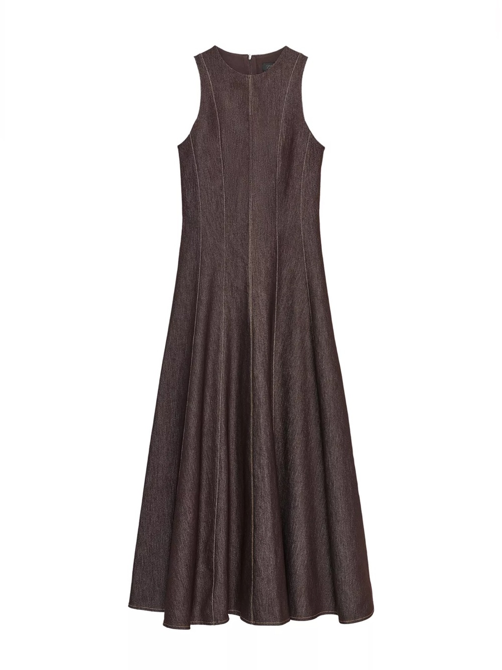 Zara contrast topstitch maxi dress